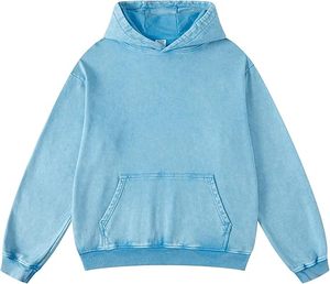 Sudadera con capucha unisex de algodón 100% con efecto desgastado y lavado ácido, estilo vintage streetwear, de peso pesado, oversize, de tela lisa. - Product Image 1