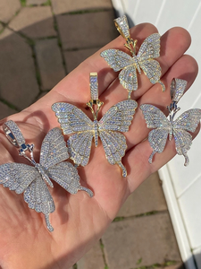 Colgante de mariposa hecho a mano con diamantes de moissanita en plata de ley 925, estilo hip hop, para uso unisex. - Product Image 2