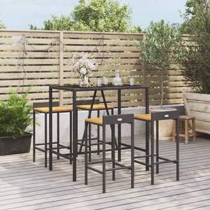 Ensemble de bar de jardin en rotin PE noir avec repose-pieds, collection de meubles d'extérieur élégante - Product Image 1