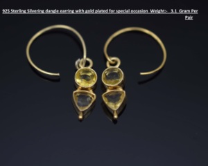 925 Sterling Silver Citrine <b>Dangle</b> <b>Earrings</b> with Rose <b>Gold</b> Plating for Wedding Engagement Gift Special Occasions - Product Image 4