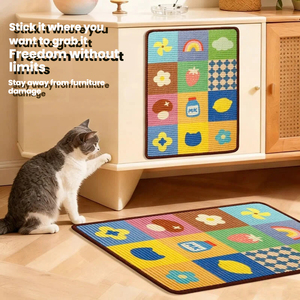 Planche à gratter pour chat en sisal colorée de taille moyenne 16,14x11,81x0,2 pouces, tapis à gratter adhésif pour chat, motif de dessin animé, durable et sûr - Product Image 3