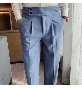 Pantalon de Costume Homme Slim Taille Haute Rayé Style Britannique pour Affaires, Soirées, Mariages et Cérémonies – Collection Automne - Product Image 2