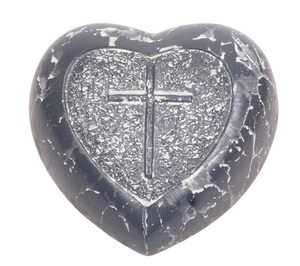 Heart Shape American Style Cremation Urn GREY WHITE WASH CROSS Customizable Designs <b>for</b> Adult Heart urn <b>for</b> cross shape - Product Image 2