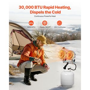 Riscaldatore a Infrarossi Portatile per Serbatoio di Propano, 30000 BTU, Riscaldamento Rapido, 180 Gradi, 3 Impostazioni di Calore per Camper e Auto, Ideale per Pesca sul Ghiaccio - Product Image 2