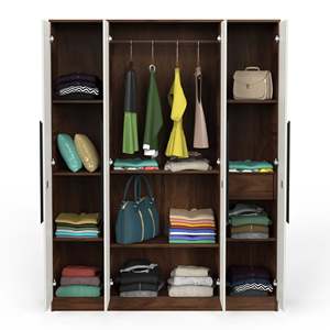 Armoire Maltein à 4 portes avec étagères et penderie, rangement pour vêtements de chambre à coucher, organisateur de placard, armoire de rangement - Product Image 3