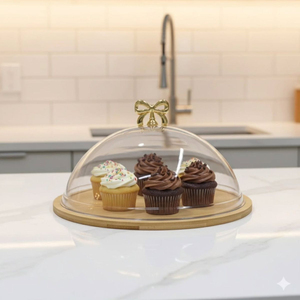 Supports à gâteaux élégants en métal avec couvercle en verre, qualité supérieure, présentoir rond pour desserts, fournitures pour gâteaux de mariage et d'anniversaire à domicile - Product Image 5