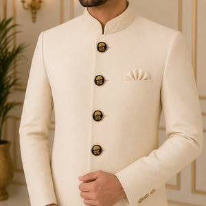 Botón de Sherwani con diseño de clave de sol dorada real hecho a mano con acabado de esmalte negro brillante para Achkan y Bandhgala de lujo para bodas - Product Image 3