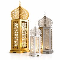 Decoración islámica al por mayor, juego de 3 faroles grandes de metal para Ramadán, Fanoos para Eid Majlis, decoración para el hogar y eventos.