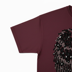 Camiseta de Verano con Pedrería para Mujer, Diseño Personalizado con Cuentas de Cristal, Venta al por Mayor, Camiseta Casual Brillante - Product Image 3