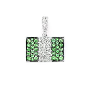 Trendy 10K <b>Solid</b> <b>Gold</b> Vintage Children's Custom Iced Nigeria Emotion Flag Moissanite Gemstone Fine <b>Pendants</b> Charms White <b>Gold</b> - Product Image 1