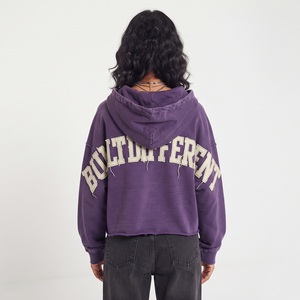 เสื้อฮู้ดซิปโอเวอร์ไซส์สำหรับผู้หญิง ผ้าฝ้ายถัก 100% สไตล์ลำลอง สตรีทแวร์ ทรงหลวม ไหล่ตก เสื้อครอปซิปสำหรับฤดูหนาว - Product Image 2