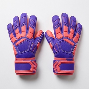 Purple And Coral Football Goalkeeper <b>Gloves</b> Full Finger Non Slip Breathable Adjustable Wrist Strap Unisex Sports <b>Glove</b> - Product Image 1