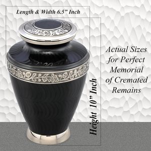 Urne noire pour cendres humaines, série Élégance Adulte, urne funéraire pour adulte, urne commémorative pour adulte avec sac en velours - Product Image 2