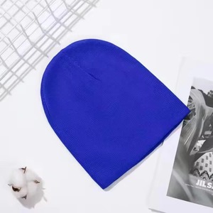 High Quality Thick Satin Lined <b>Plain</b> Beanie Custom Logo Unisex Slouchy 2-Piece Set Winter Knit Cuffed Winter Hat Skull <b>Cap</b> - Product Image 2