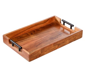 Producto estándar superior Bandeja DE SERVICIO DE MADERA Artesanía India Artículo al por mayor Acacia natural Mango Shisham Madera de pino de alta calidad - Product Image 3