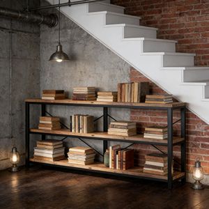 Table console à 3 niveaux avec structure en métal pour utilisation près du canapé - Product Image 1