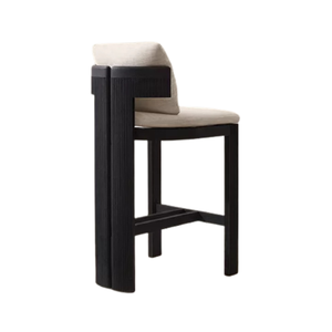 Luxury Outdoor Bar <b>Stool</b> Black Teak Premium Vertical Fluted Frame Durable Design Eco-Friendly Modern Hotel Villa Furniture - Product Image 5