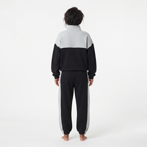 Conjunto Deportivo de Invierno para Mujer, Personalizado, de Algodón y Felpa, Sudadera con Media Cremallera, Estilo Urbano - Product Image 3
