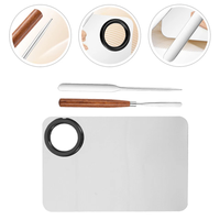 Palette de mélange en acier inoxydable avec spatules à manche métallique et pinceaux plume super badger pour usage cosmétique et laboratoire