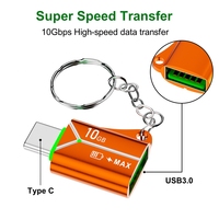Lector de tarjetas TF USB tipo C de aleación de aluminio, adaptador USB 3,0 OTG para ordenador portátil, cámara de teléfono móvil, nuevo, 2 uds.