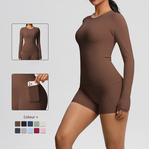 Women 8 Piece Custom <b>Yoga</b> Gym Sets with Long Sleeve <b>Jacket</b> Sports Bra Shorts Tops Stretch Fitness Leggings Ladies Wear Wholesale - Product Image 5