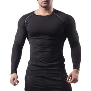 T-shirt de compression pour homme à motif uni de qualité supérieure - Manches longues, logo personnalisé, séchage rapide, respirant, écologique, vêtements de sport pour la salle de gym - Product Image 4