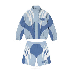 Ensemble de survêtement coupe-vent en nylon imperméable personnalisé Glory Zone, vente en gros, pour hommes, avec fermeture éclair - Product Image 6