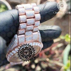 นาฬิกาข้อมือผู้ชายสุดหรู Charm_Jewells สีโรสโกลด์ สแตนเลสสตีล ประดับเพชร ระบบอนาล็อก กลไกจักรกล ขนาด 40 มม. กันน้ำ 10 บาร์ - Product Image 4