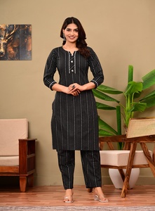 Ensemble pantalon et kurta noir pour femmes, mode ethnique, à porter au quotidien - Product Image 5