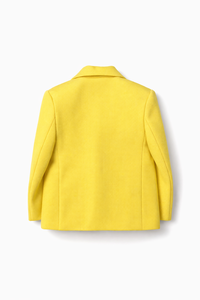 เสื้อเบลเซอร์เด็กผู้ชายสีเหลือง ผ้าเนื้อวอร์สเตด ปกแบบนอตช์ กระดุมแถวเดียว เหมาะสำหรับงานเลี้ยงและงานปาร์ตี้ - Product Image 3