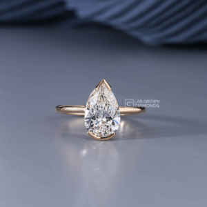 Bague en or rose 14 carats avec moissanite taille poire pour femme, luxe, 2,02 carats au total, 2,49 grammes, bijoux fins pour mariage et fiançailles, cadeau - Product Image 1