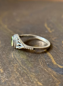 <b>Dainty</b> Peridot Gemstone Statement <b>Ring</b> 925 Sterling Silver Handmade Filigree Boho Jewelry For Every Occasions - Product Image 2
