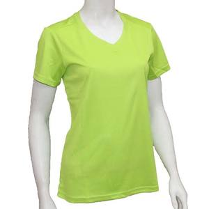 T-shirt vert à col en V pour femme, manches courtes, coupe classique, décontracté - Product Image 1