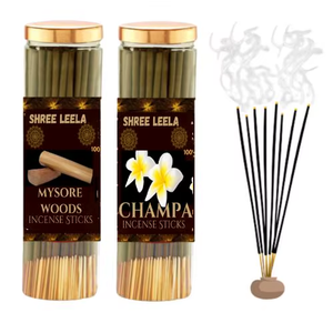 Shree Leela Agarbatti para Pooja Mysore Woods & Champa Paquete de 2 varitas de incienso natural con aceites esenciales y sin carbón - Product Image 6