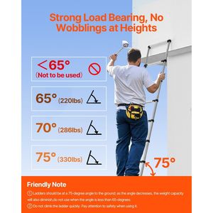 Scala Telescopica in Acciaio Inox da 2,6 m, Leggera, con Sistema di Retrazione a Pulsanti Multipli, Capacità 150 kg, Pieghevole - Product Image 2