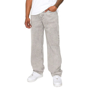 Jean en denim style rétro pour homme, taille mi-haute, coupe ample, jambe large, effet usé, respirant, coupe droite, oversize, pantalon baggy - Product Image 1