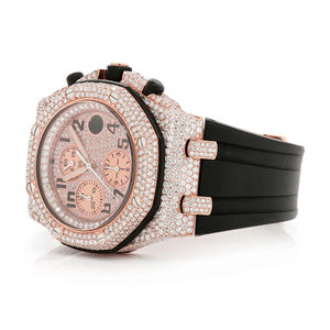 นาฬิกาข้อมือผู้ชายสไตล์ฮิปฮอป ประดับเพชรโมอิสซาไนต์ VVS  ตัวเรือนสแตนเลสสตีล สายขนาด 20 มม. หน้าปัดกระจก  พร้อมกลไกควอตซ์ - Product Image 2