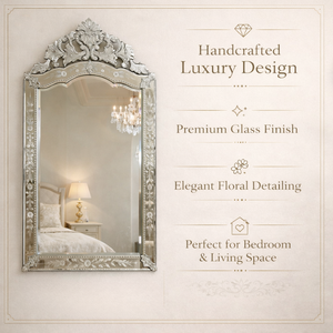 Miroir mural baroque vénitien de luxe | Miroir décoratif en verre de style antique avec cadre orné pour la décoration intérieure de la pièce, de l'hôtel et de la maison - Product Image 5