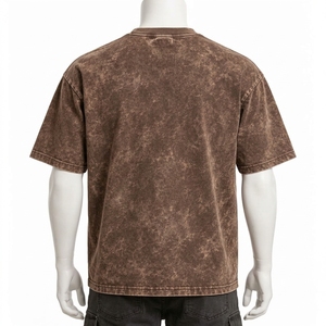 Fabricant de T-shirts Streetwear Personnalisés 100% Coton Décontracté Coupe Oversize Boxy Lavage Acide Uni Impression DTG DTF Faible MOQ Fournisseur en Gros - Product Image 2