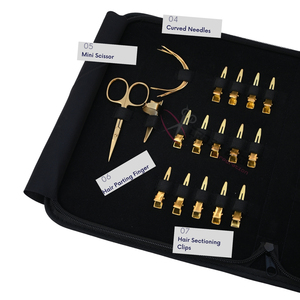 Kit d'outils professionnels pour extensions de cheveux avec pince à micro-anneaux, dissolvant de perles Nano Ring, peigne à queue, aiguilles et pinces de salon - Product Image 4