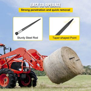 Aste per balle di fieno da 49 pollici a attacco rapido, capacità 4000 libbre, nere, accessori per macchine edili - Product Image 6