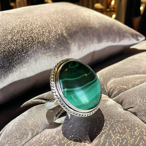 2025 haute qualité Malachite 925 argent bague en pierres précieuses fête personnalisée technologie de canal classique OEM Offre Spéciale mode féminine - Product Image 1