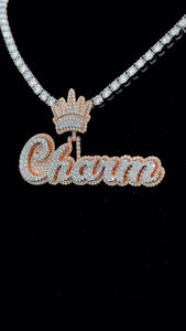 เครื่องประดับยอดนิยมฮิปฮอปประกาย3D เย็นสองโทนสีโรสโกลด์และเงิน VVS เพชรโมอิสซาไนท์จี้ชื่อตัวอักษร - Product Image 5