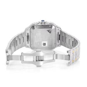 Reloj de Moda Cuadrado de Acero Inoxidable con Esfera de Cristal y Diamantes de Moissanita Natural Personalizados, Movimiento de Cuarzo, Estilo Hip Hop de Lujo - Product Image 5