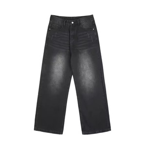 Vaqueros de mezclilla personalizados para hombre, estilo streetwear, lavado claro, de pierna ancha, talla grande, para hombre - Product Image 1