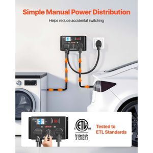 Interruttore Manuale per Ricarica EV NEMA 14-30P 14-30R 14-50R 24A Max 240V, Sdoppiatore di Alimentazione con Interruttore per Asciugatrice, Pronto per la Ricarica EV - Product Image 2