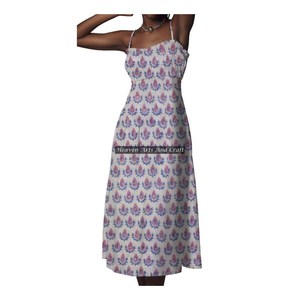 Nuevo Vestido Túnica Boho de Algodón con Estampado de Bloques, Estilo Gitano, Talla Grande, Talla Única, con Tirantes Finos, para Verano y Playa, Regalo para Ella, Ropa de la India - Product Image 5