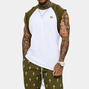 Débardeur Raglan Sans Manches pour Homme, T-shirt d'Entraînement Athlétique Respirant, Maillot de Fitness Musculaire, Logo Personnalisé, Streetwear d'Été, OEM en Gros USA - Product Image 3