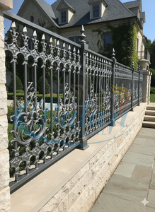 Panneaux de clôture en fer noir moderne robuste, ornements en fer forgé, hauteur 48 pouces, largeur 19,5 pouces, résistant à la rouille, motifs en relief 3D - Product Image 6