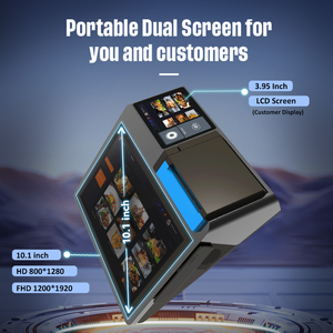 Android 14 Màn hình kép 10.1 inch Máy tính để bàn thiết bị đầu cuối POS Thanh toán nhanh OEM an toàn nhà máy Outlet bán buôn - Product Image 2